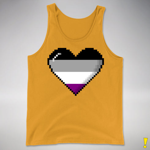 Asexual Pride 8-Bit Pixel Heart Premium Tank Top - Gold